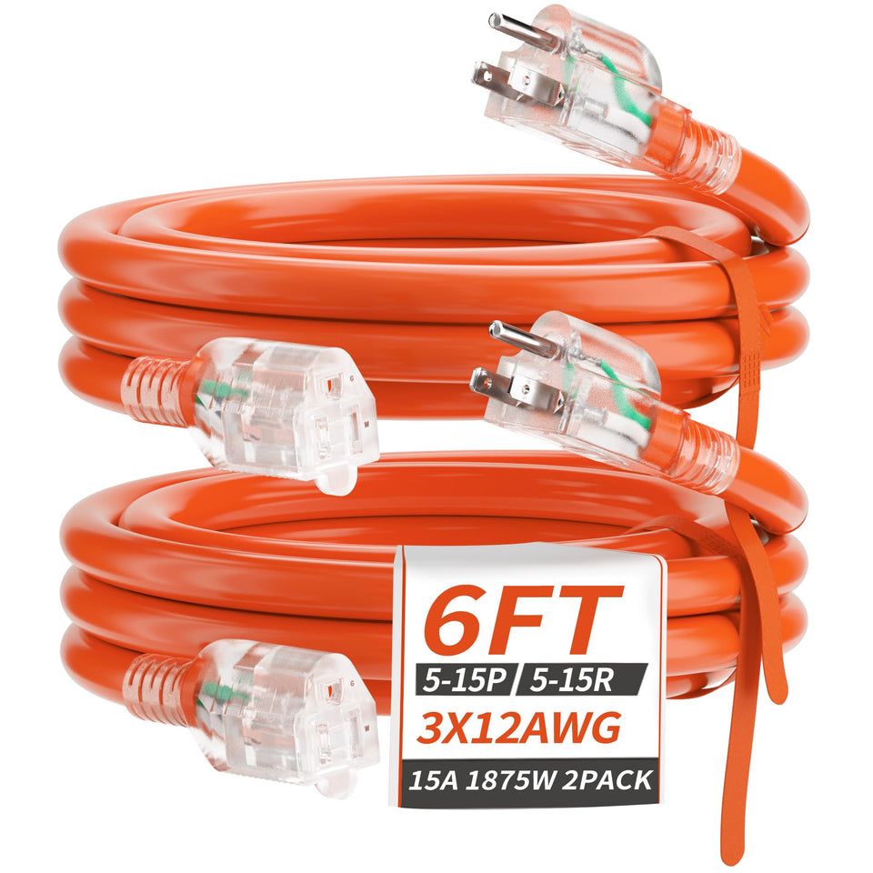 PlugSaf 6ft outdoor extension cord with waterproof design for reliable power outdoors.