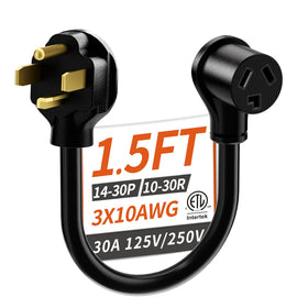 PlugSaf dryer adapter with right-angle plug for space-saving installation
