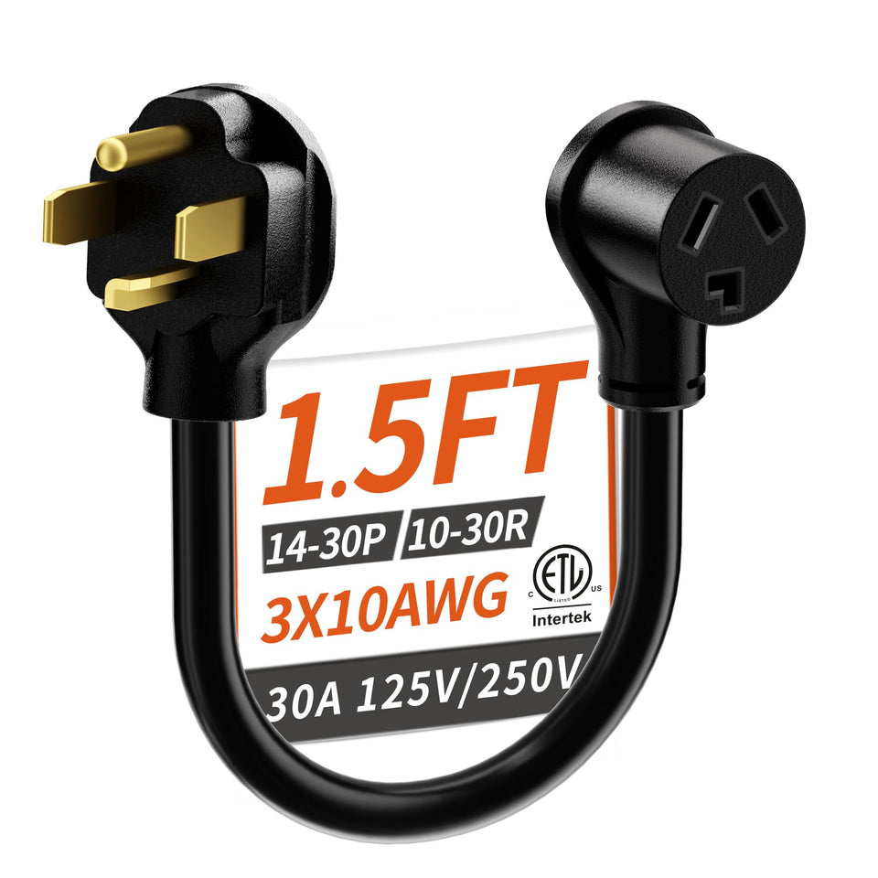 PlugSaf dryer adapter with right-angle plug for space-saving installation