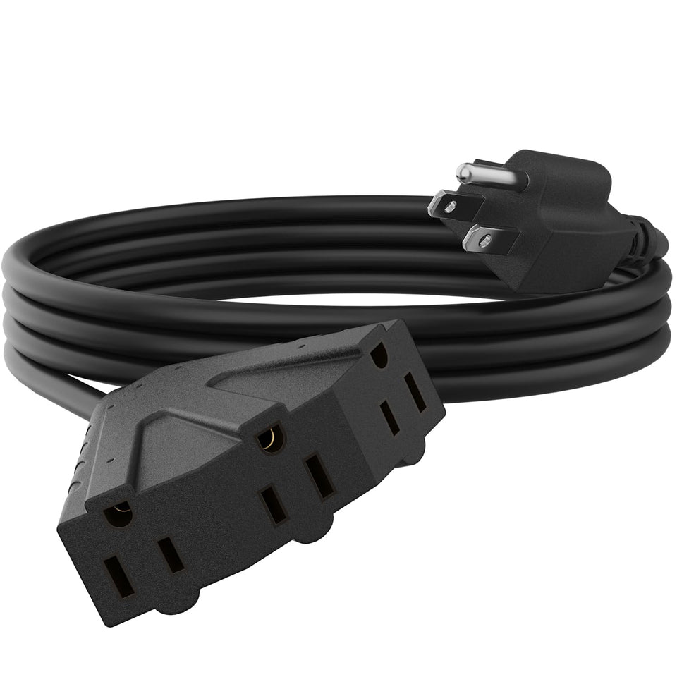 PLUGTUL 10ft outdoor extension cord with 3 outlets for lawn decor and tools