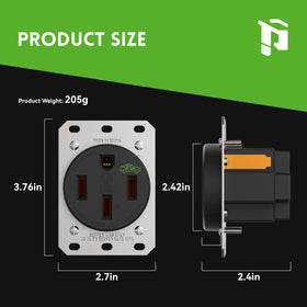PLUGTUL NEMA 14-50R ETL certified for safe, reliable operation.
