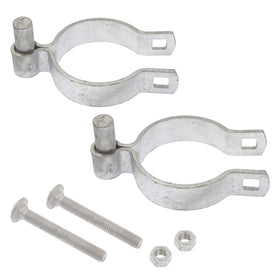Plum Fittings pressed steel post hinge ready for a 3 inch gate installation for durable, rust-resistant fencing.