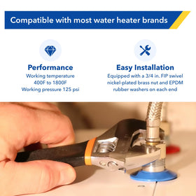 PLUMBINGMASTER 18-inch hose rated up to 125 PSI for reliable operation