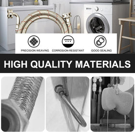 PLUMBINGMASTER ready-to-connect hoses simplify installation in laundry rooms.