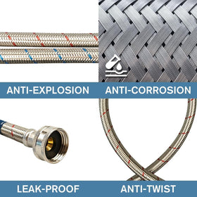 PLUMBINGMASTER two-pack hoses backed by a five-year warranty for peace of mind.