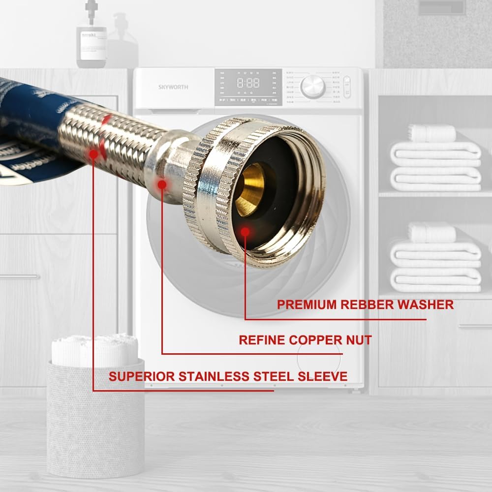 PLUMBINGMASTER blue 90-degree elbow hose for cold water, durable and leak-resistant.