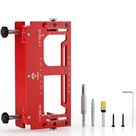 Plumking door hinge jig adjusting mortise width for precise hinge fit
