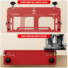 Plumking router bits and pilot-hole setup used with jig for clean recesses
