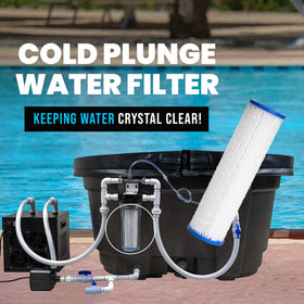 Plunge Crafters 50-micron sediment filter close-up captures particles for cleaner bath water.