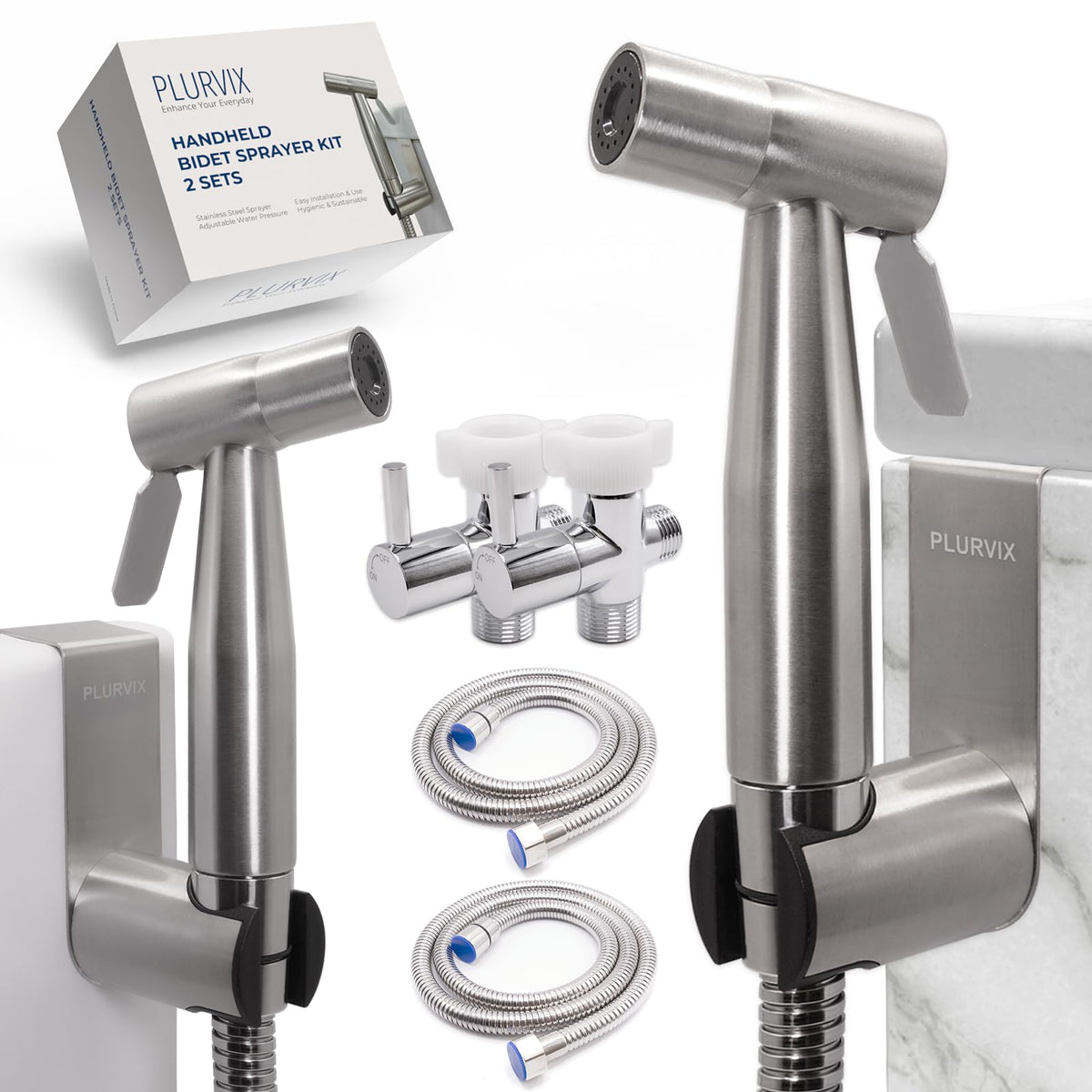 Plurvix bidet sprayer hose assembly showing easy connect and smooth operation for daily cleaning.
