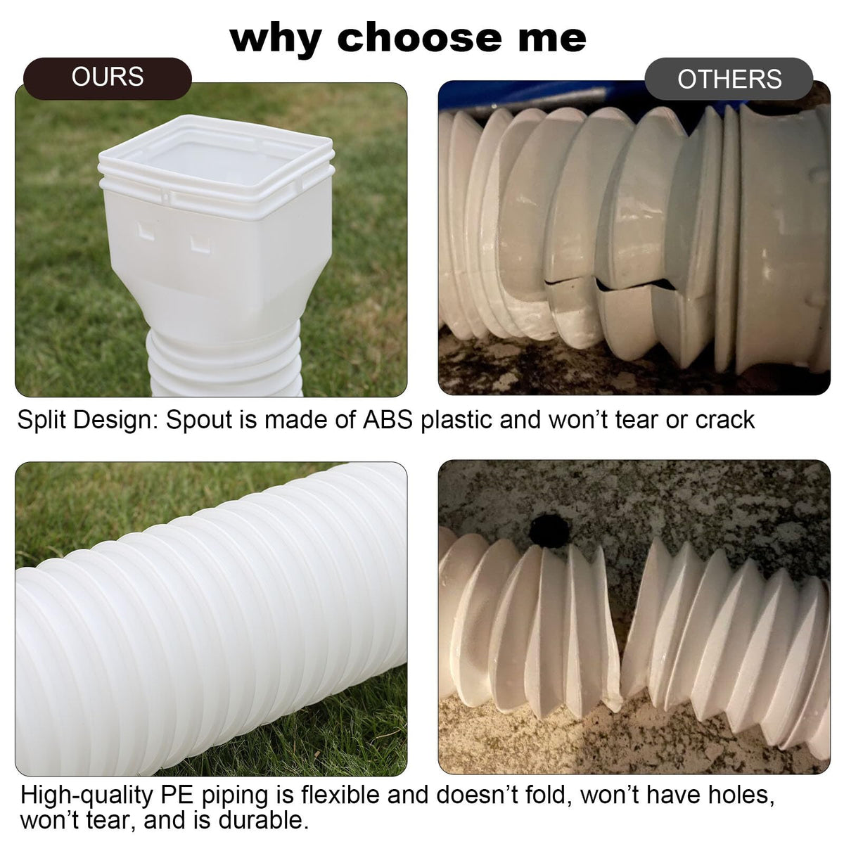 PlusGutter 58-inch extendable pipe ready for long drainage runs