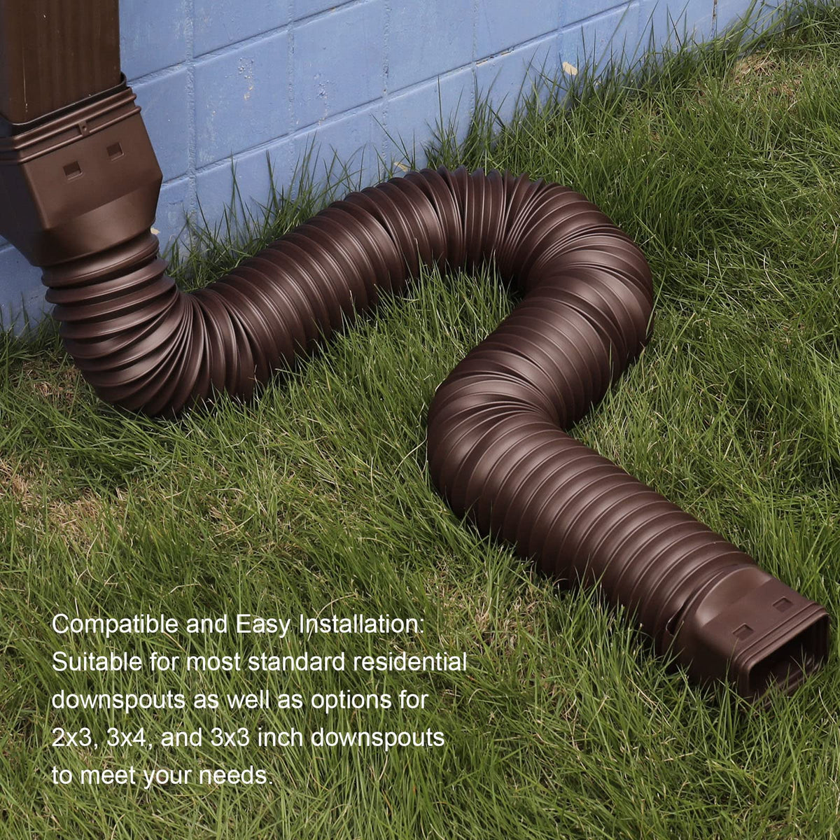 Plusgutter weather-resistant extender stays flexible through sun and cold.