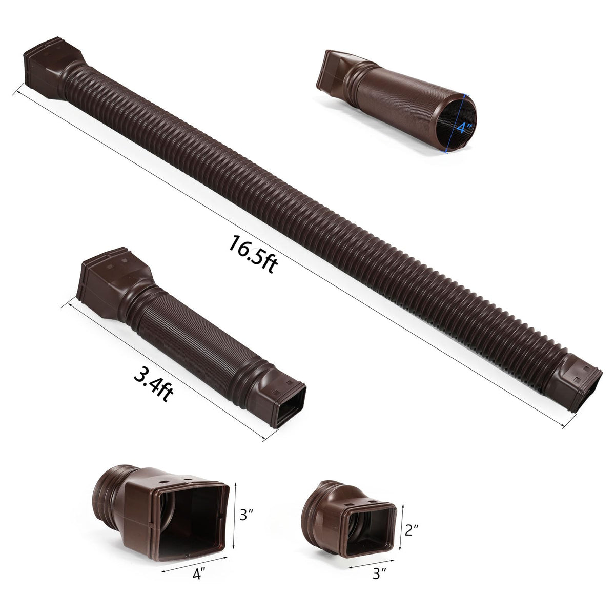 Brown finish blends with gutters for neat outdoor look