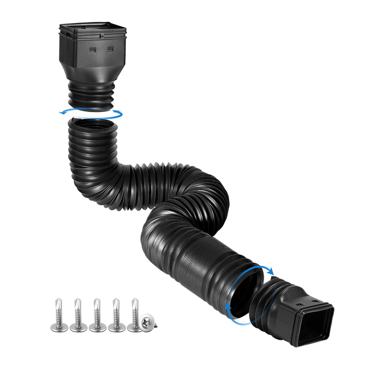 Plusgutter downspout extender extended from 21 to 68 inches for flexible drainage.