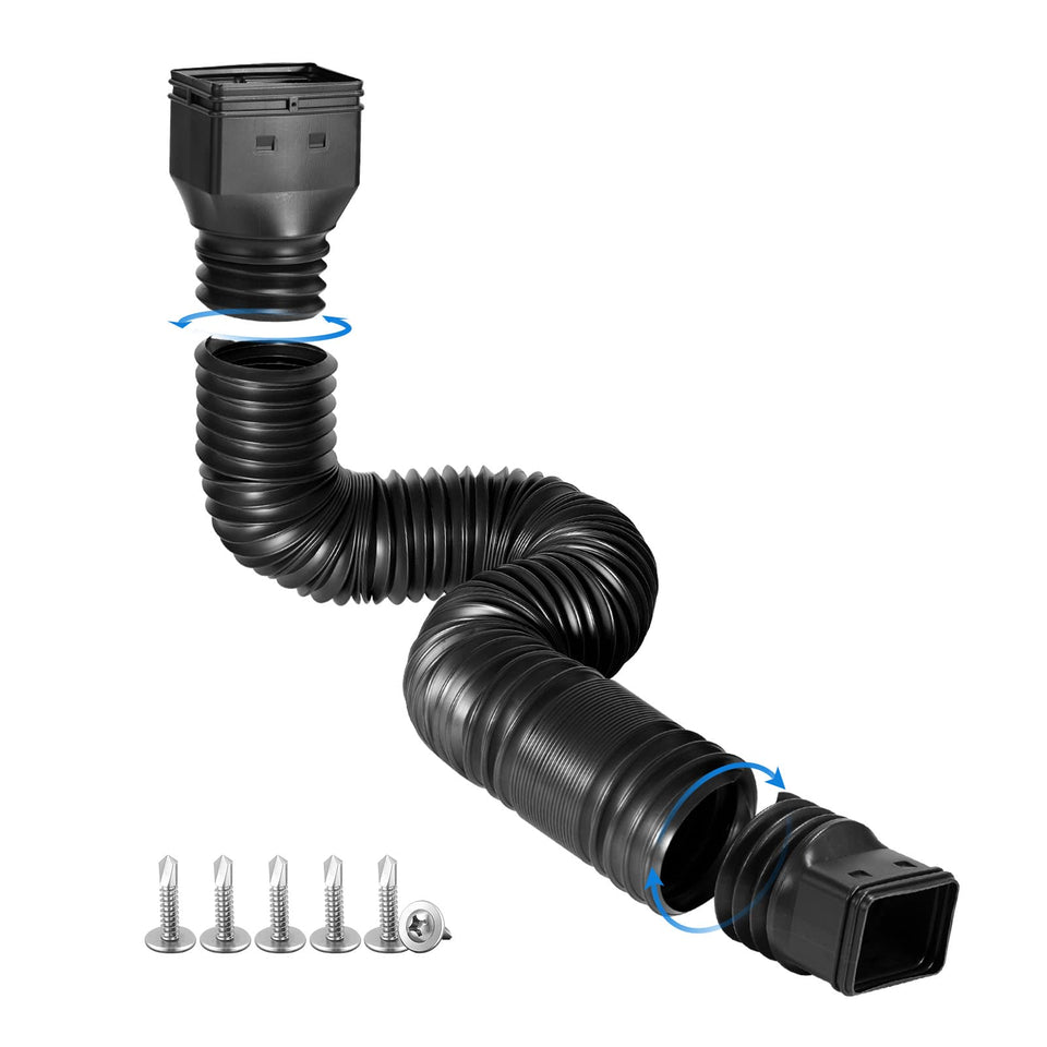 Plusgutter downspout extender extended from 21 to 68 inches for flexible drainage.