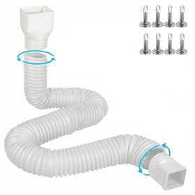 Plusgutter downspout extender in extended-length white, ready for long drainage runs to protect foundations.