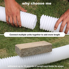 Plusgutter downspout extender made from thick PE material for sturdy outdoor use.