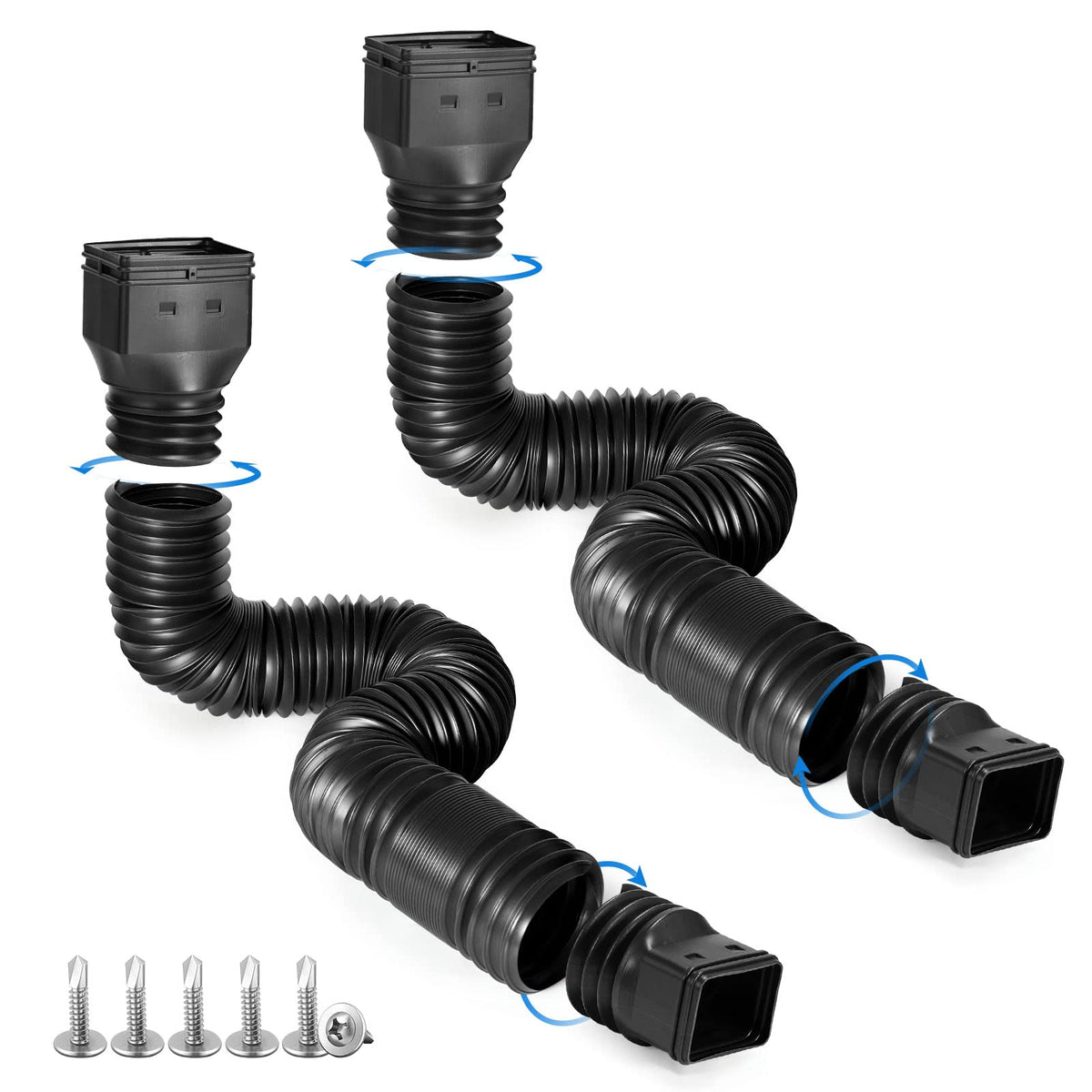 Plusgutter downspout extension stretched to 21-68 inches for versatile drainage