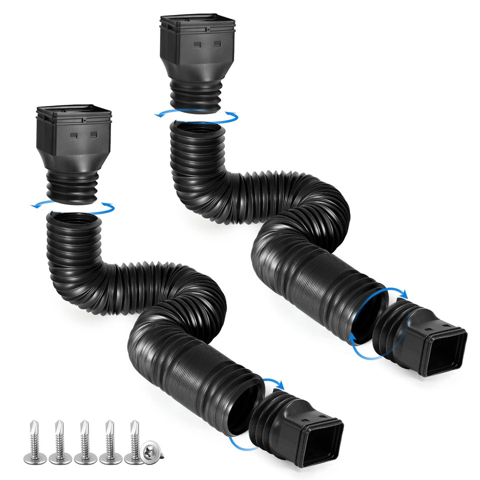 Plusgutter downspout extension stretched to 21-68 inches for versatile drainage