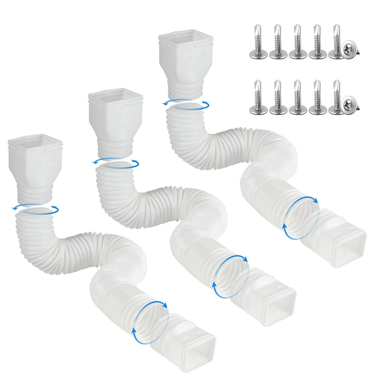 Plusgutter downspout extension 21–68 inches enables flexible drainage away from foundations.