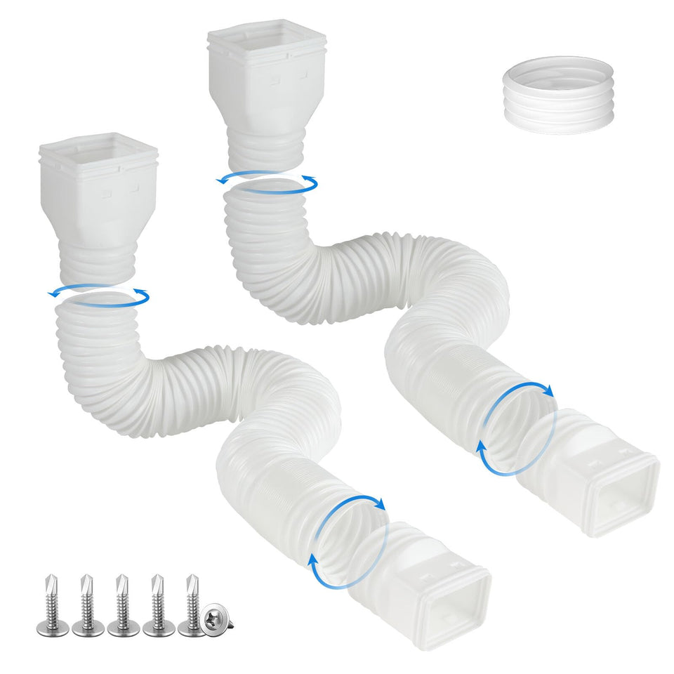 PlusGutter downspout extension with two lengths for flexible drainage routing
