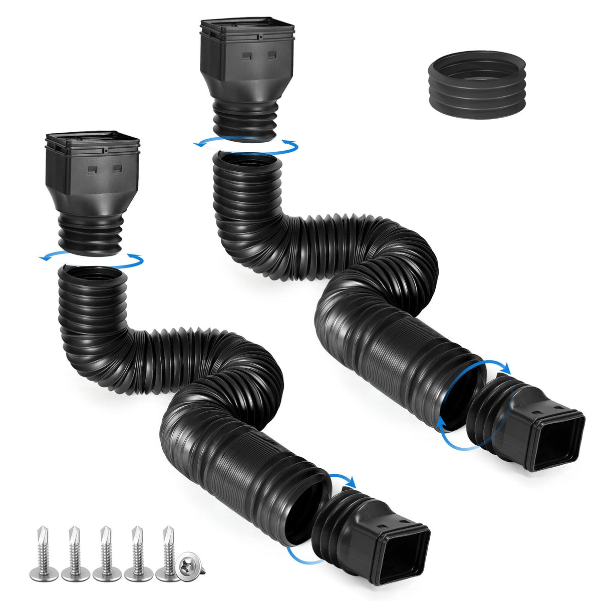 PlusGutter downspout extensions shown at extended length for versatile outdoor drainage