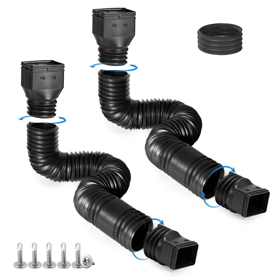 PlusGutter downspout extensions shown at extended length for versatile outdoor drainage