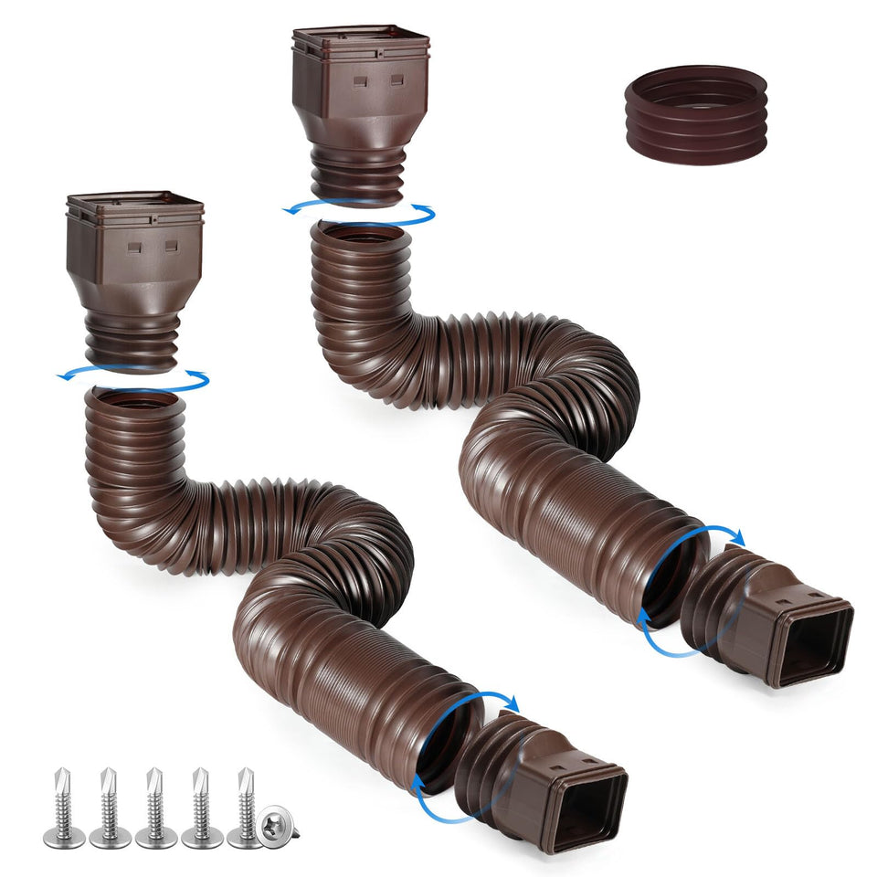 Plusgutter downspout extension demonstrates 58 inch reach for versatile rain drainage