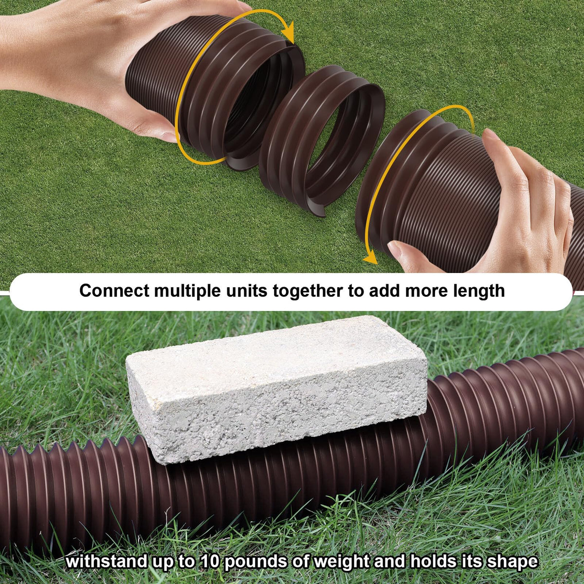 Plusgutter connector secures two pipes for seamless drainage connections