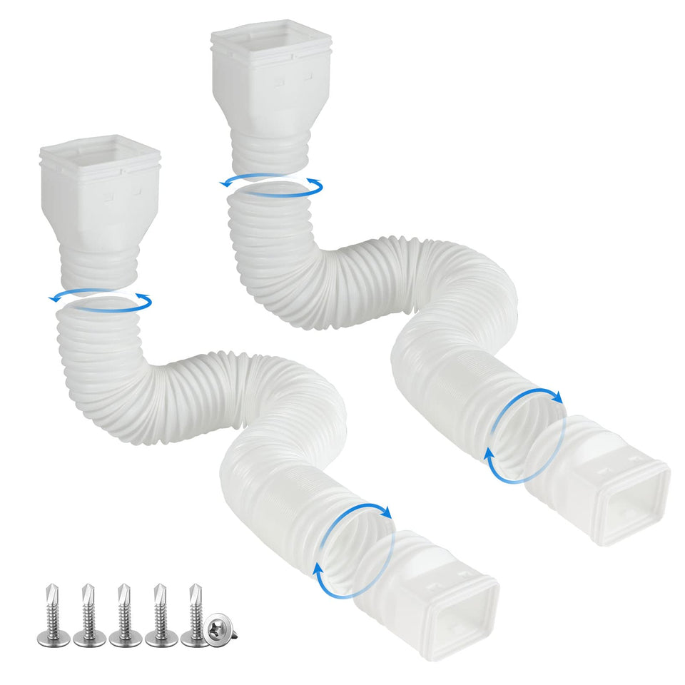 Plusgutter downspout extensions extend from 21 to 68 inches for flexible drainage.