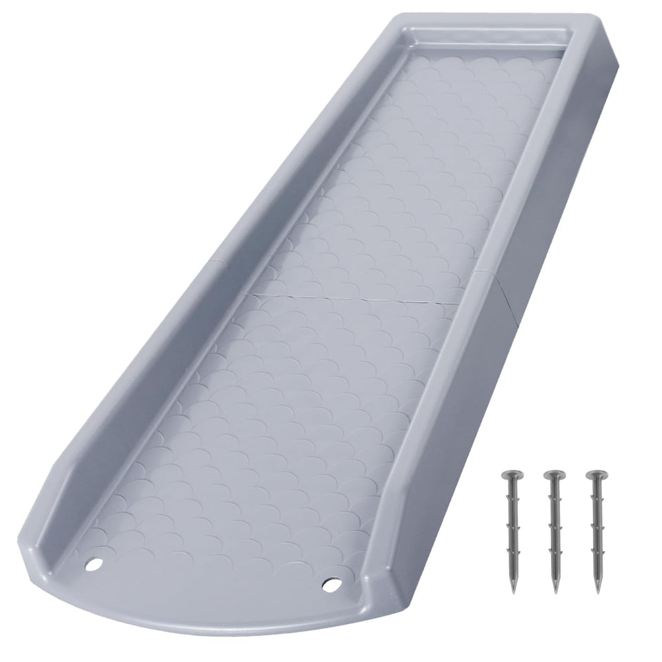 Plusgutter downspout splash block assembly demonstrates durable water diversion for foundations.