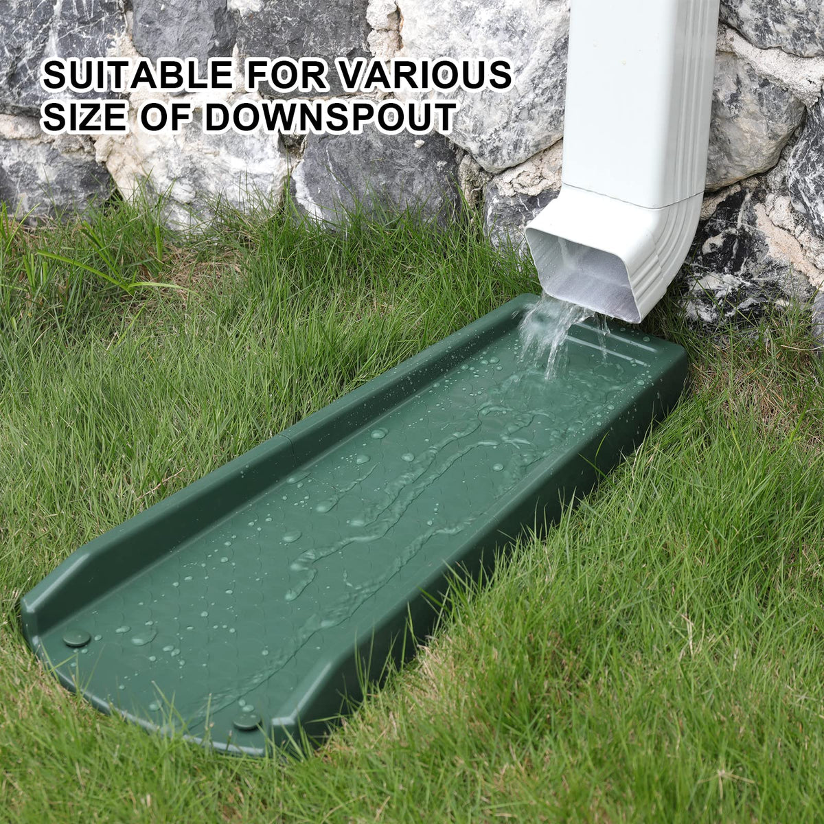 Plusgutter anti-erosion pattern reduces water impact near foundations.