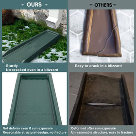 Plusgutter fixable splash block with holes for stable ground placement.