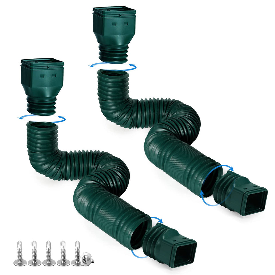 Plusgutter Green 2pack downspout extensions extended for flexible drainage options