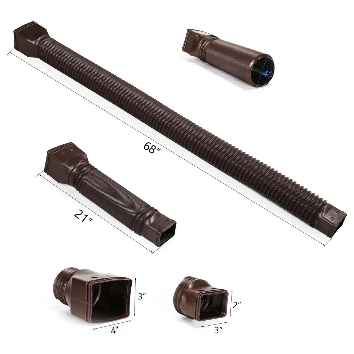 Plusgutter packaged extender kit includes screws and adapters for quick setup.