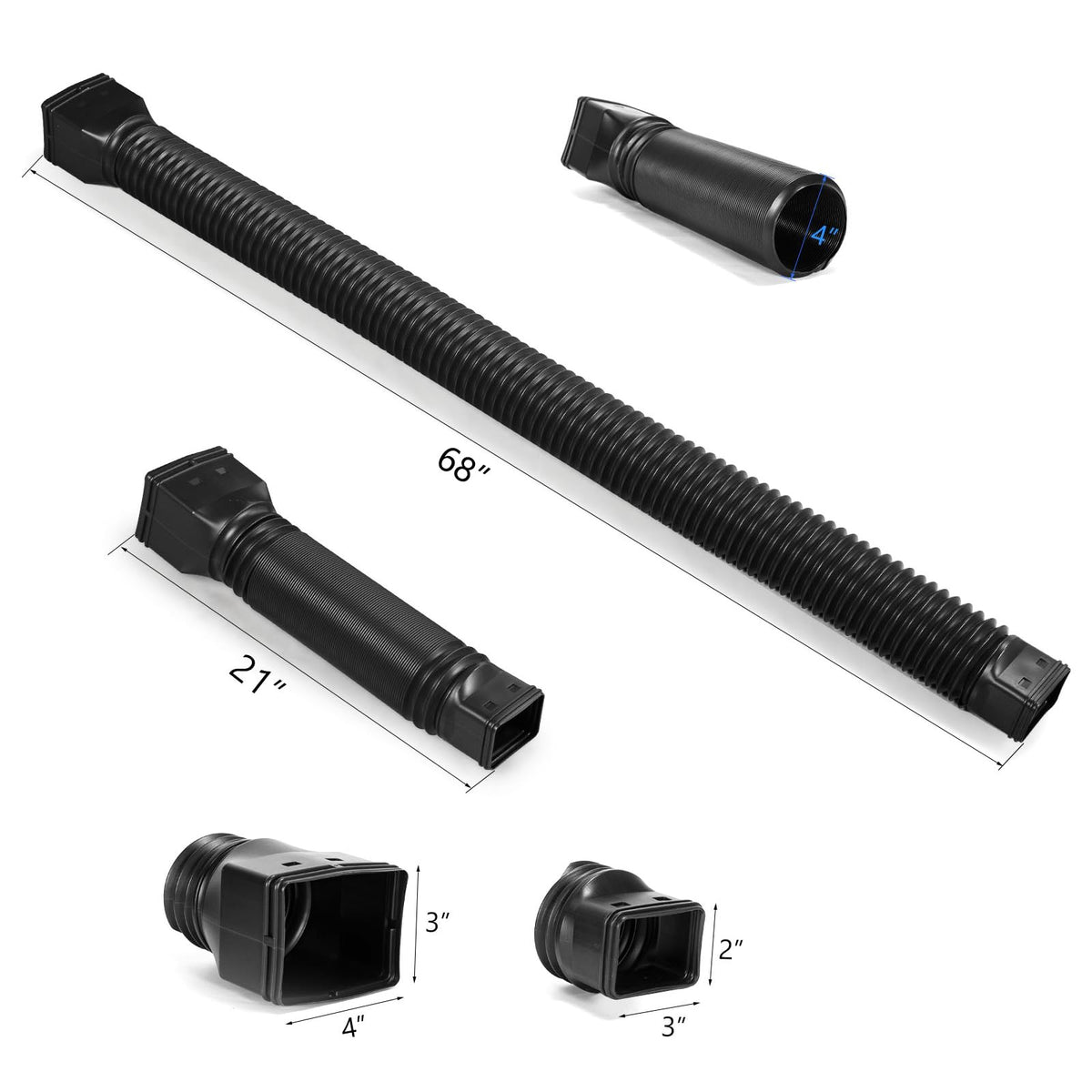 Plusgutter extender withstands snow and sun for outdoor use