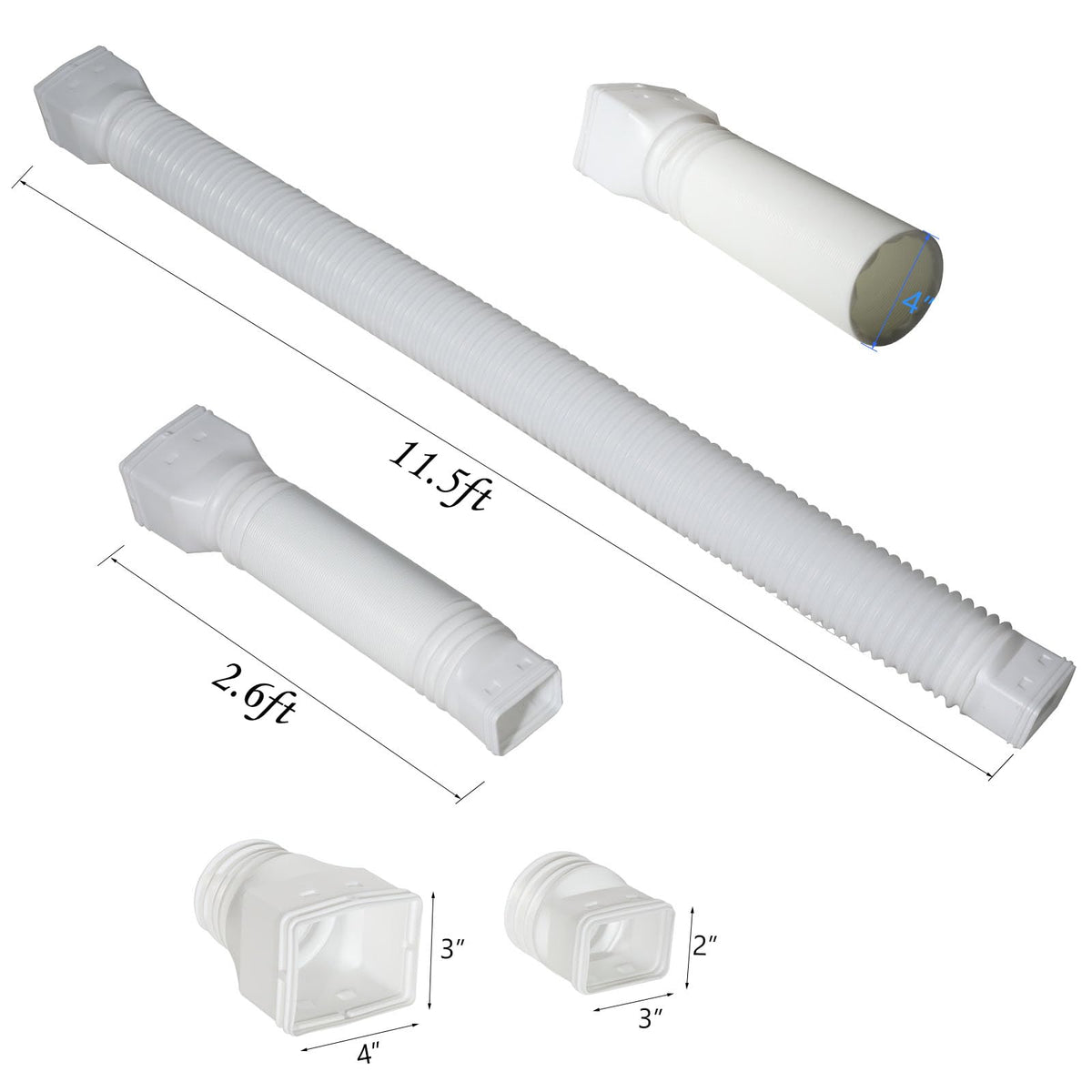 Plusgutter white downspout extender blends with exterior aesthetics and function.