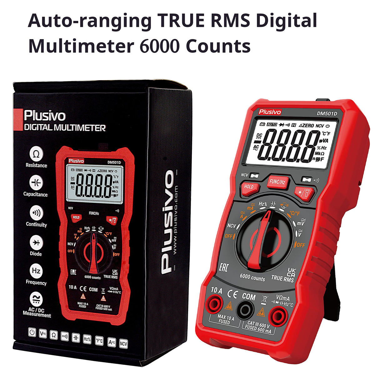 Plusivo auto-ranging TRMS meter delivers precise AC and DC measurements