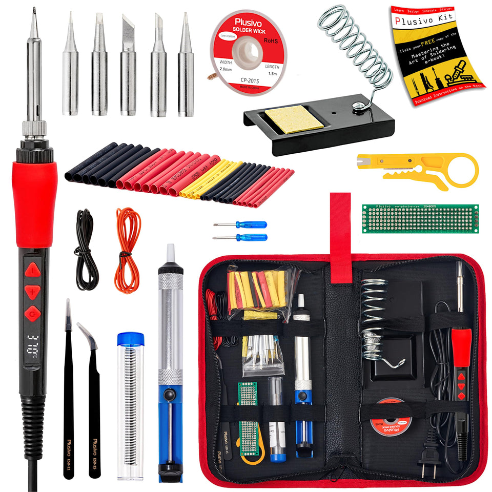 Plusivo Soldering Iron Kit LED display shows precise temperature for safer soldering