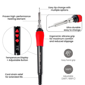 Plusivo Soldering Iron Kit replaceable tips enable versatile soldering on various components