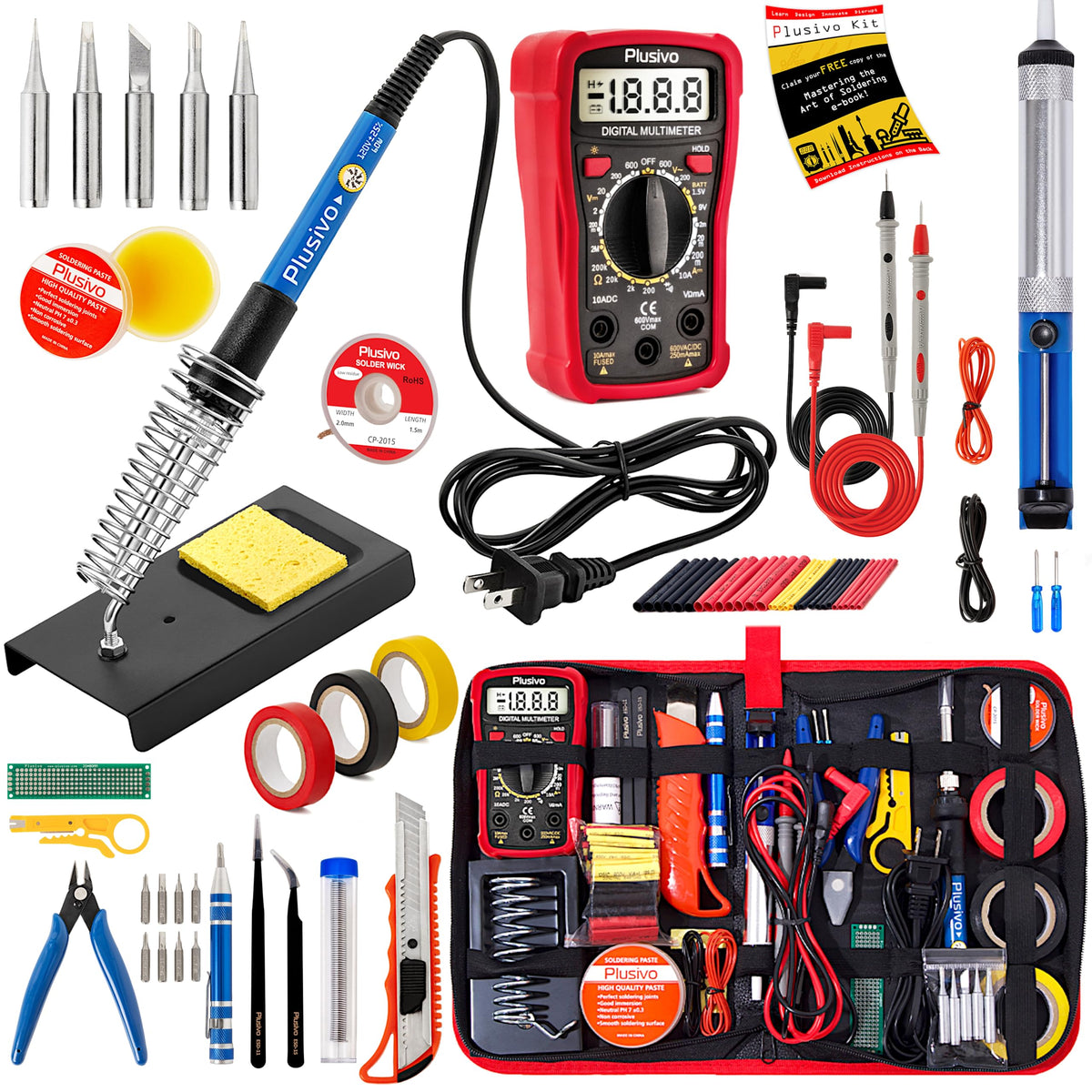 Plusivo Soldering Kit iron provides precise heat for electronics assembly and repairs