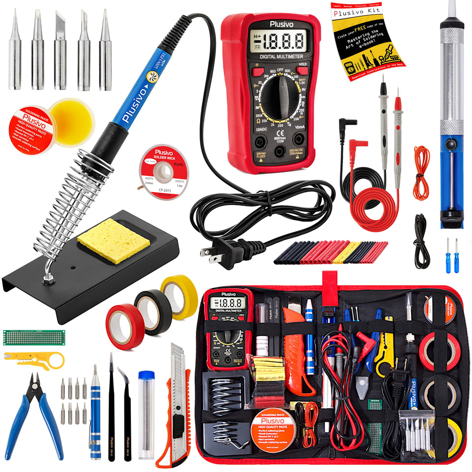 Plusivo Soldering Kit iron provides precise heat for electronics assembly and repairs