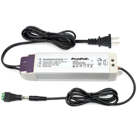 PLUSPOE LED strip 50W dimmable transformer powering smooth cabinet lighting.