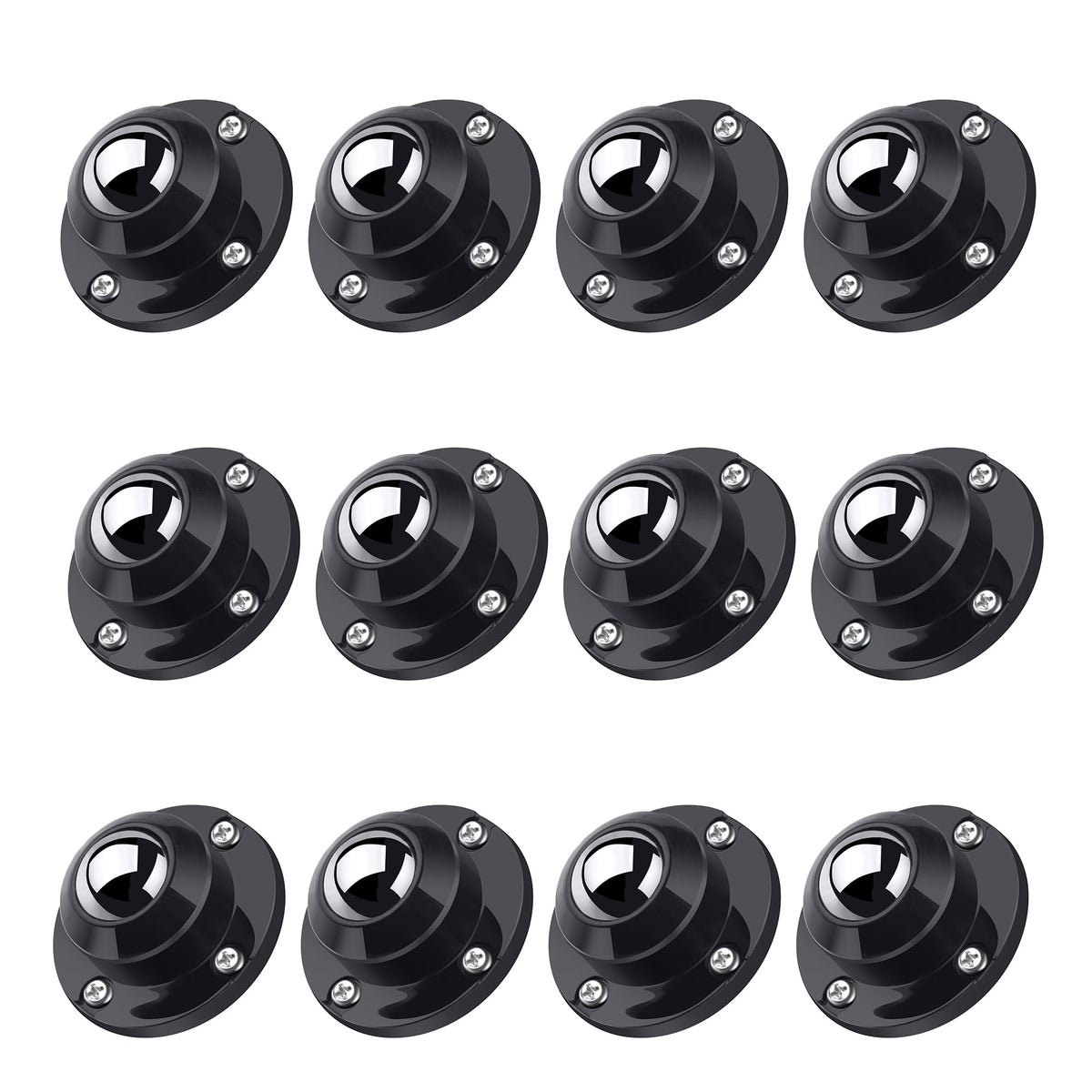 PlusRoc 12-pack self-adhesive caster wheels installed under a coffee table for easy relocation.