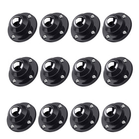 PlusRoc 12-pack self-adhesive caster wheels installed under a coffee table for easy relocation.