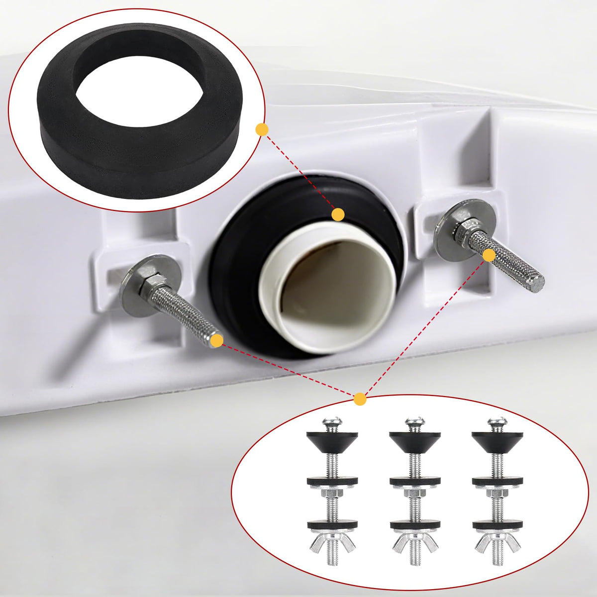 Plus tard toilet tank gasket ensures a reliable seal between tank and bowl.