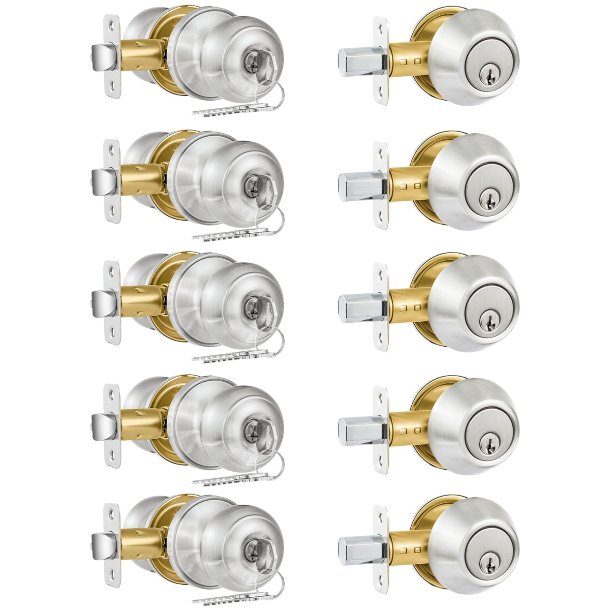 Plustool 5-pack entry door lock shows keyed-alike convenience for front doors.
