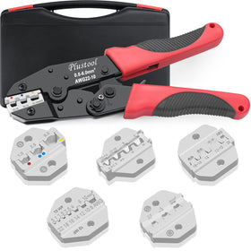 Plustool 6pcs crimping tool set close-up for precise crimps.