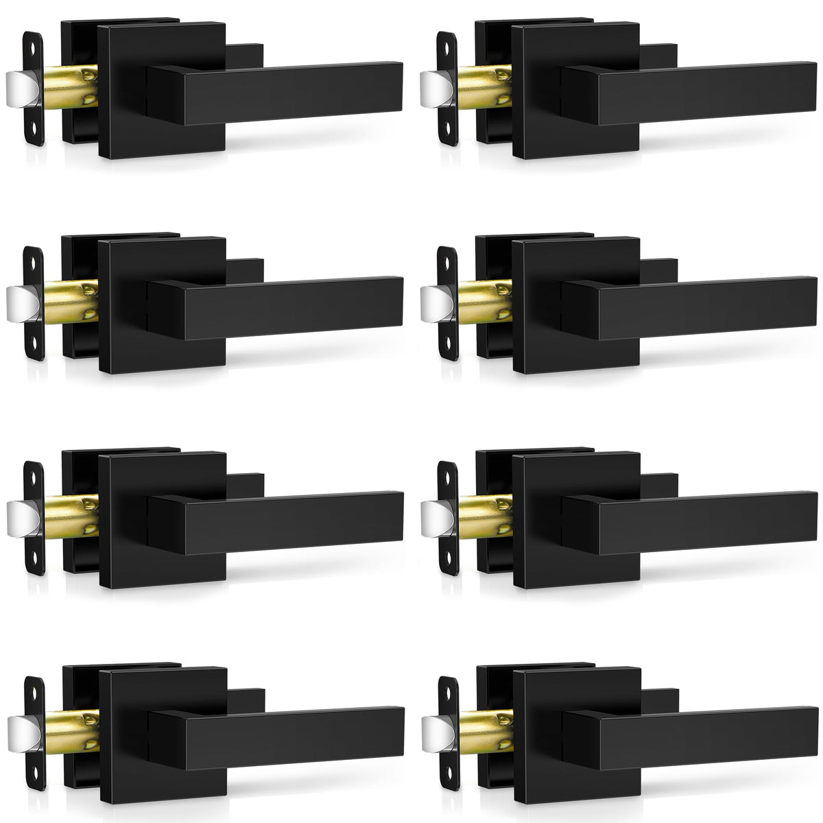Plustool 8-pack matte black door handles for durable interior use