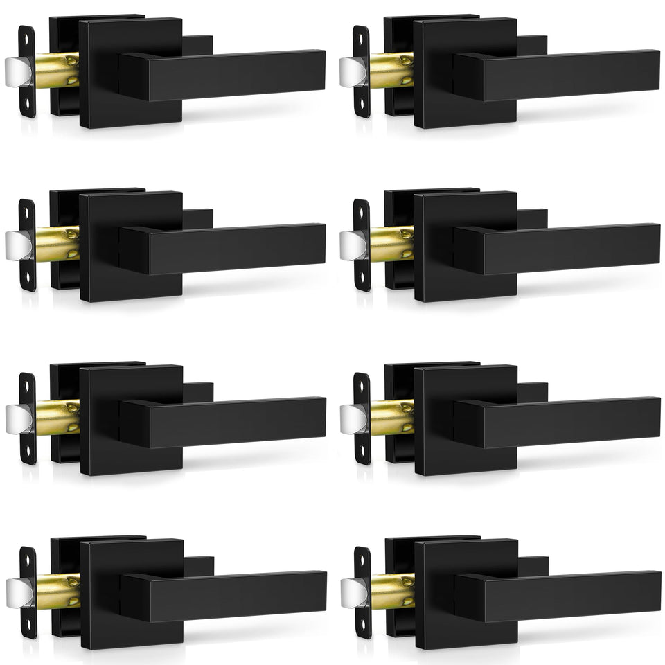 Plustool 8-pack matte black door handles for durable interior use